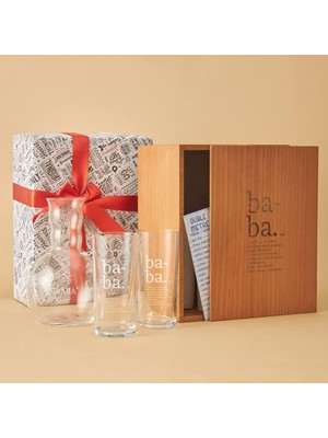 Baba Tanımı Tasarımlı Ahşap Kutulu Rakı Seti