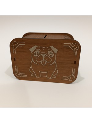 Evyora Köpek Kumbara - Ağaç Işleme -Ceviz Ağacı-Kahverengi