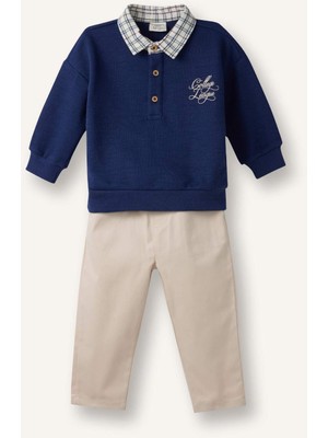 DeFacto Selanik Kumaş 2'li Takım Polo Yaka Sweatshirt Pantolon Erkek Bebek G6480A526SP