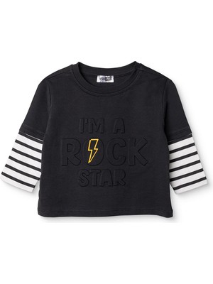 Hellobaby Hellobaby, Erkek, Uzun Kol Tshirt, Slogan Baskılı, Cool Boy, Bisiklet Yaka, Uzun Kol