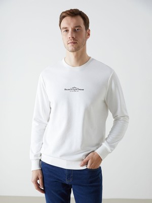 Lc Waikiki Yeni Sezon Bisiklet Yaka Uzun Kollu Baskılı Erkek Sweatshirt