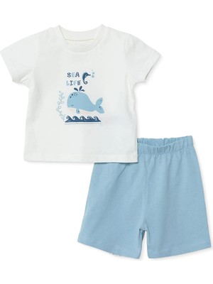 Hellobaby Hellobaby, Erkek, Kısa Kol Pijama Takımı, Hayvan Baskılı, Bisiklet Yaka, Kısa, Kısa Kol