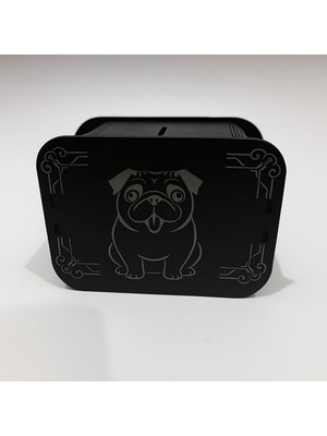 Evyora Köpek Kumbara - Ağaç Işleme -Ceviz Ağacı-Siyah