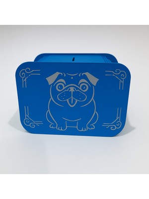 Evyora Köpek Kumbara - Ağaç Işleme -Ceviz Ağacı-Mavi