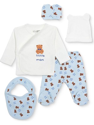 Hellobaby Hellobaby, Erkek, 5li Kutulu Hastane Çıkışı, Ayı Baskılı, Çıtçıtlı, Zarf Yaka, Uzun, Uzun Kol