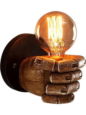 Sol El Duvar Lambası Aplik Duvar Aydınlatma Ev Bahçe Dekorasyon Açık Kahverengi