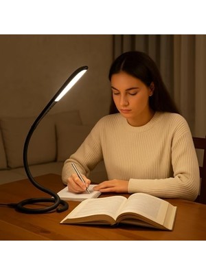 USB LED Masa Lambası – 14 Ledli, 3 Kademeli Dokunmatik Işık, Esnek Boyunlu Kitap Okuma & Çalışma Lambası