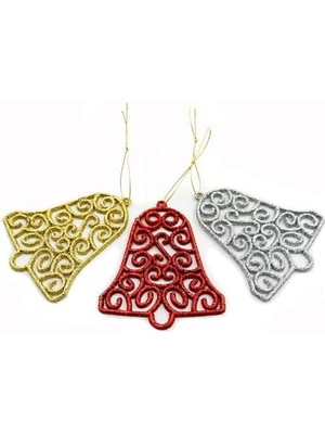 Yılbaşı Ağacı Için Asılabilir Çan Süsleri – Parlak Simli 3’lü Dekor Seti
