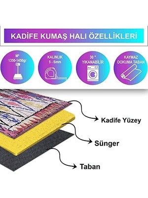 Dizayn Cora Desenli Pamuk Tabanlı Yıkanabilen Kaydırmaz Antibakteriyel Salon Halısı 160X230