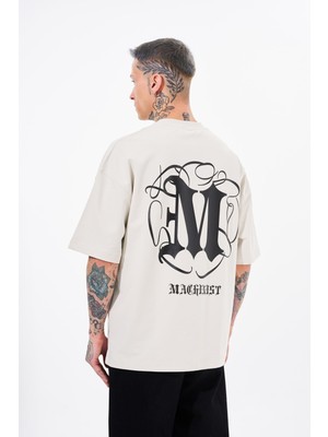 Machinist Erkek High Neck Baskılı Oversize Tişört Uzay Grisi