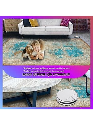 Dizayn Irla Desenli Pamuk Tabanlı Yıkanabilen Kaydırmaz Antibakteriyel Salon Halısı 80X300