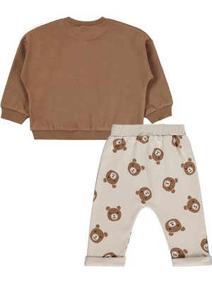 Civil Baby Ayıcık Empirme Baskılı 6-18 Ay Takım - Bej 18-24 Ay