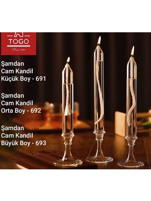 Cam Şamdan Kandil Uzun Tipli Sade Cam Ince