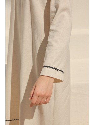 Fahhar Rahat Keten Elbise Bej