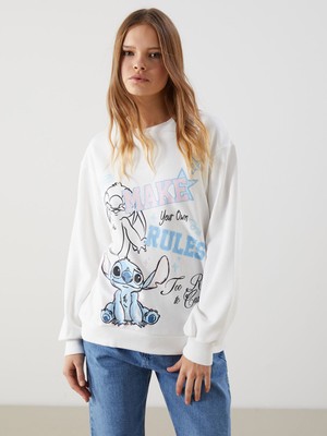 Lc Waikiki Yeni Sezon Lilo & Stitch Baskılı Oversize Kadın Sweatshirt