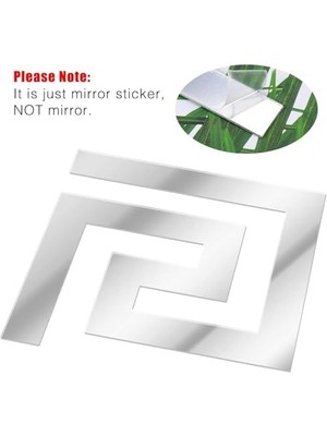 Ayna Duvar Stickerı, 30 Parça Çıkarılabilir Kendinden Yapışkanlı Akrilik Ayna Duvar Dekoru, Geometrik Yunan Desenli, Oturma Odası Yatak Odası Tv Arka Planı Duvar Dekorasyonu (Gümüş)