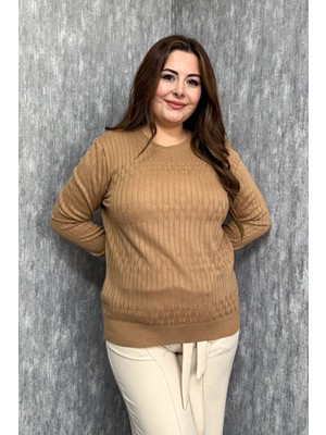 Modaplaza Kadın Yarım Saç Örgü Desenli Triko Kazak 5816