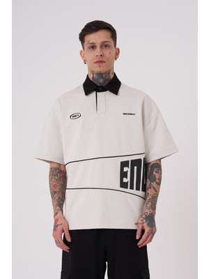 Machinist Erkek Endless Baskılı Polo Yaka Tişört Uzay Grisi