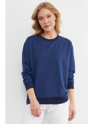 FullaModa Basic Bisiklet Yaka Sweatshirt