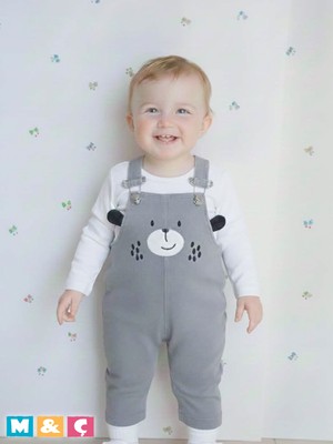 Erkek Bebek Uni Kulaklı Köpek Salopet 9-12-18-24 Ay