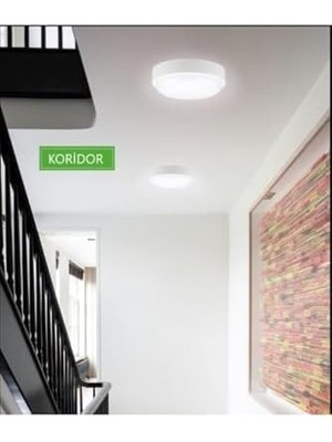 Banyo Tavan Lambası 20W Yuvarlak Beyaz Balkon Lambası 6400K Beyaz LED Işık Teras Duvar Lambası (Beyaz)