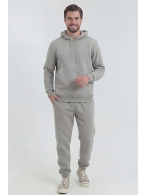 Taş Erkek Yandan Cep 3 Iplik Eşofman Takımı Içi Polarlı Yünlü Yumuşak Puf Kumaş