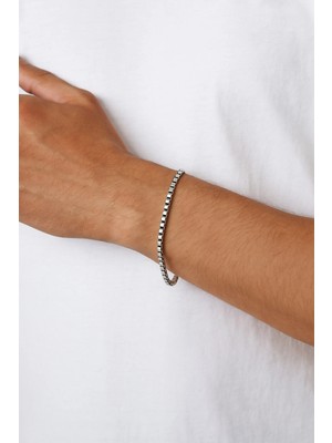 925 Ayar Sertifikalı Brose Kaplama Italyan  Erkek Küp  Gümüş  Bileklik