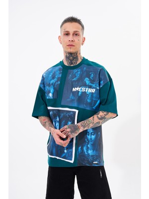 Machinist Erkek Macstar Vintage Oversize Tişört Yağ Yeşili