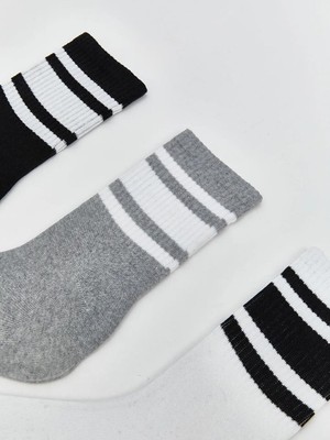 LC Waikiki Çizgili Erkek Soket Çorap 3'lü  (W5)