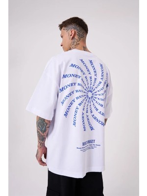 Machinist Erkek Money Roles Baskılı Oversize Tişört Beyaz