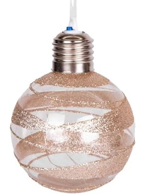 Yılbaşı Topu Ampul LED Işıklı Simli 2'li Paket 7 Cm.