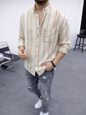 Oversman Oversize Pamuk Keten Gömlek