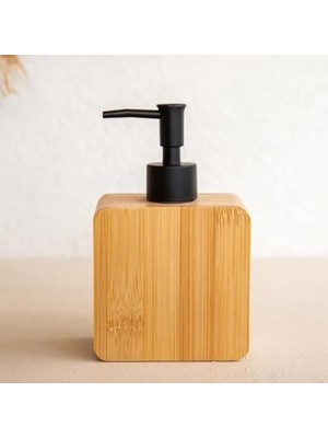 Doğal Bambu Sıvı Sabunluk, Şık ve Ekolojik Tasarım, Banyo ve Mutfak Için Uygun, Paslanmaz Pompalı, Uzun Ömürlü Ahşap Sıvı Sabunluk Şişesi (Dikdörtgen)