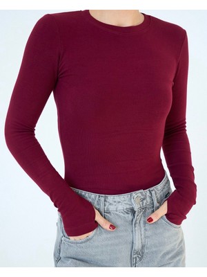MEYMERS Kadın  Uzun Kollu Parmak Detaylı Basic Body
