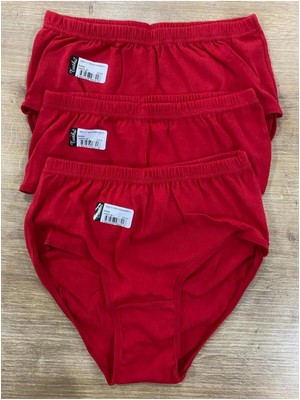 Tutku Kadın Kırmızı 6 Lı Paket Pamuklu Ribana Bato Külot-Kırmızı-2xl