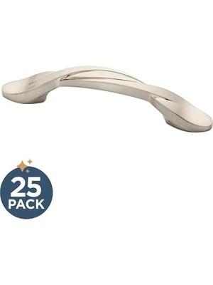Kavisli Dolap Çekme, Nikel, 3 Inç Çekmece Kolu, 25'li Paket, P35518K-SN-B1