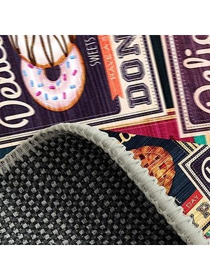 Dizayn Krizan Desenli Pamuk Tabanlı Yıkanabilen Kaydırmaz Antibakteriyel Salon Halısı 80X150