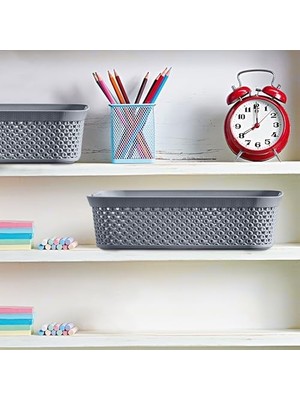 Life Serisi 3’lü Sepet Seti – Desenli, Kapaklı ve Çok Amaçlı (2.3l + 3.5l + 4.8l) (Gri)