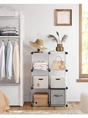 Takılabilir Raf, Plastik Raf, Dıy Küp Raf, Basamaklı Raf, Raf Sistemi, 6 Bölme, Oyuncaklar, Ayakkabılar, Kitaplar, Oturma Odası, Çocuk Odası, Yatak Odası, 93 x 31 x 93 Cm, Beyaz LPC111S