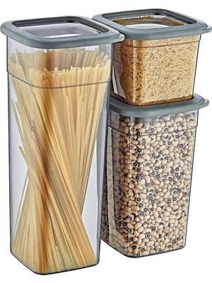 8'li Set Skali Kare Saklama Kabı (8'şer Adet 740 Ml, 1440 Ml, 2350 Ml)