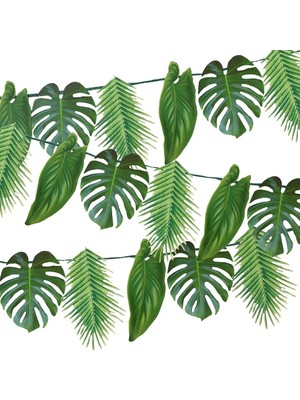 Yaprağı Çelenk Parti Süslemeleri, Uzunluk 2,6m, 8,5 Ft, Yeşil