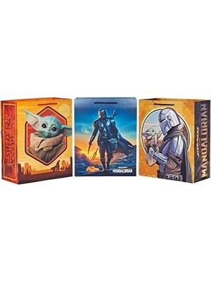 Hallmark The Mandalorian 13" Büyük Hediye Çantası Paketi (3 Torba: Baby Yoda, Mandalorian,) Doğum Günleri,, Babalar Günü, 4 Mayıs Için