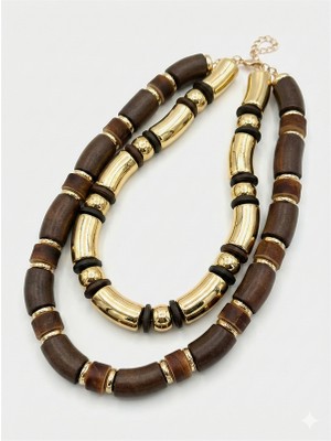 Royaleks 2'li Ahşap Kolye - Kahverengi