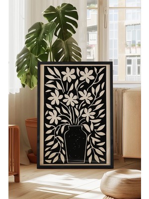 Şık Çerçeve Görünümlü Çiçek Vazo Tasarımlı Mdf Tablo