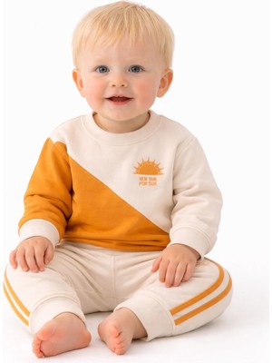 Erkek Bebek Raft Uzun Kollu Spor Alt Üst Bebek Takımı %100 Pamuklu