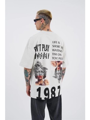 Machinist Erkek Hunt Your Dreams Baskılı Oversize Tişört Uzay Grisi