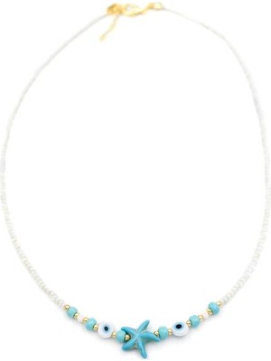 Royaleks Boncuk Deniz Yıldzı Kolye - Beyaz