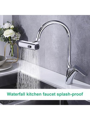 Şelale Kademeli Ayarlanabilir Mutfak Armatür Musluk Başlığı, 4 Farklı Modlu Su Tasarruflu Fonksiyonel Musluk Batarya Başlığı, Şelale Mutfak Bataryası, Sıçramaya Dayanıklı Mutfak Lavabo