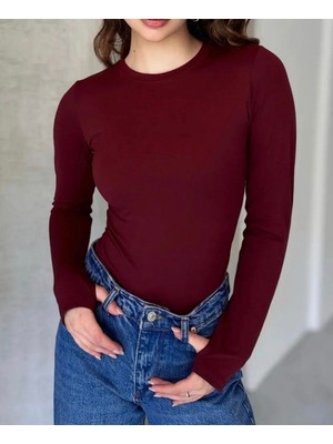 MEYMERS Kadın Beyaz Uzun Kollu Parmak Detaylı Basic Body