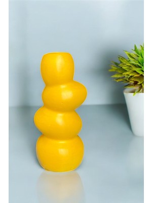 El Yapımı Taş Tozu Dekoratif Vazo, Modern Tasarım, 17 Cm, Yapay Çiçeklik